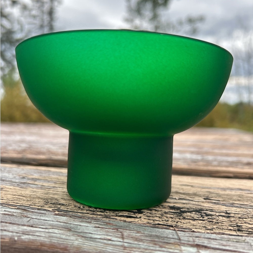 Vintage Danesco Montreal Green Frosted Glass Bowl Vase Poland